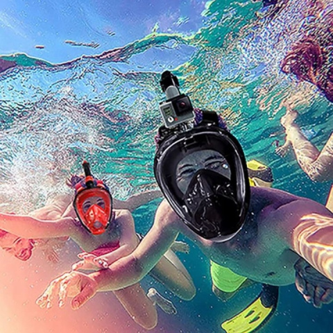 Maska Do Nurkowania Snorkelingu Pełnotwarzowa Profesjonalna Czarna